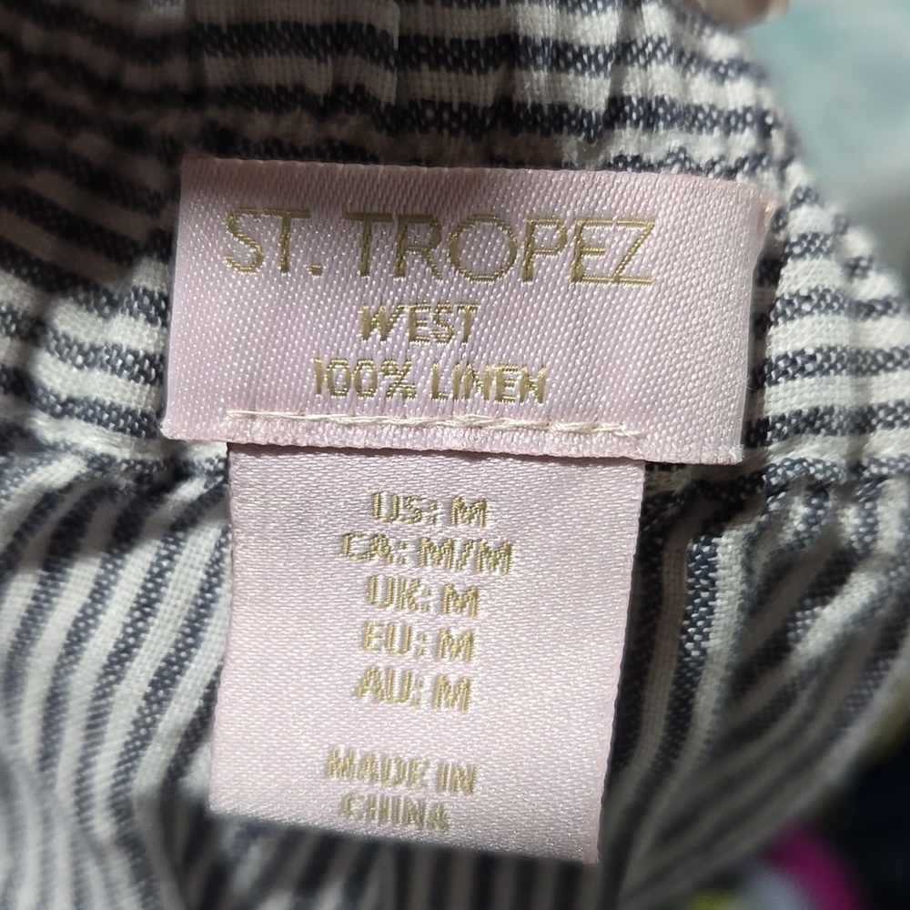 ST. TROPEZ West 100% Linen Striped Long Maxi Style Skirt Sz Medium - Picture 7 of 8